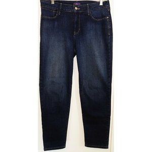 NYDJ 10 Dark Wash Tapered Ankle Cotton Stretch Jeans